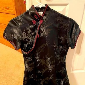 Black cheongsam dress